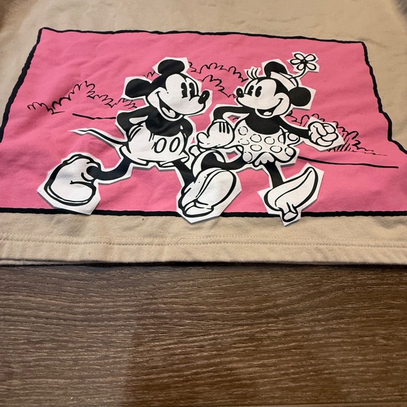 Women's Disney Mickey Mouse Graphic Cropped Oversized Sweatshirt Size M Tan - Picture 2 of 11